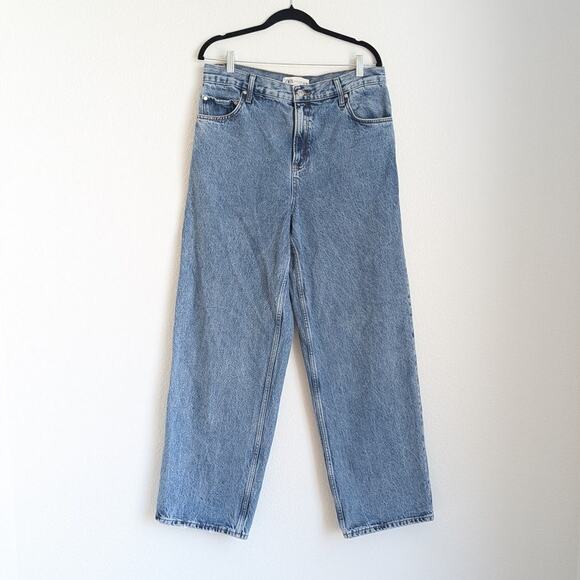Zara Blue Denim High-rise Straight Wide Loose Leg Jeans, size 29 - Picture 1 of 10